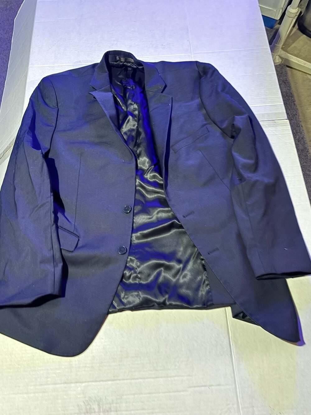Calvin Klein Navy Blazer Size 42R Wool Blend Sport Coat Suit Jacket